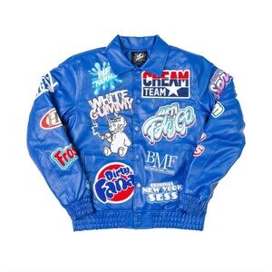 Blue HP Farms Streetwear Bomber Jacket